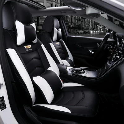 Ct5/Xt4/Gt4/Xt6/Ct6 All-Season All-Inclusive, Modelə uyğun (Original) oturacaq örtükləri - fashionable-black-and-white-luxury-versionwith-2-cloud-silk-cotton-headrests-2-cloud-silk-cotton-lumbar-supports-five-seats-nappa-leather-full-surround-in-front-and-rear-rows