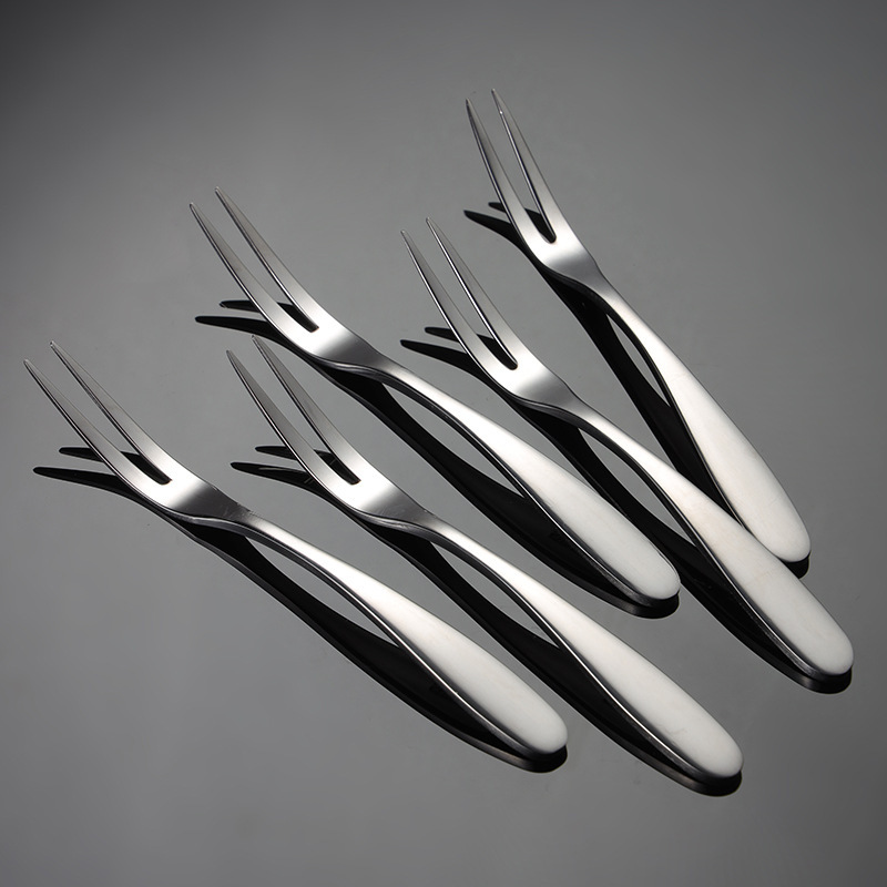 En 304 Stainless Steel Fruit Fork German Cake Fork 410 Fruit Pointed Tail Tableware Mooncake Fork Gift