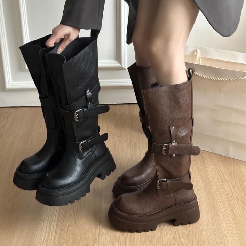 High-Top Knight Boots, Knee-High Boots, Retro Height-Increasing Thick-Soled Boots, Women's Western Cowboy Boots, 2025 Thick Heels High-Top Knight Boots, Knee-High Boots, Retro Height-Increasing Thick-Soled Boots, Women's Western Cowboy Boots, 2025 Thick Heels