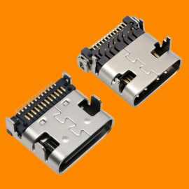 TYPE-C母座24P板上双排贴片7.9mm前插后贴长9.87mm