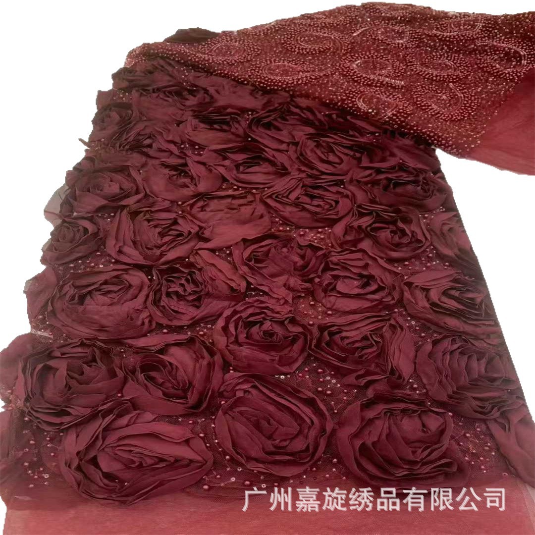 2025 nueva tela de bordado de alta calidad de clavos bordados con bordado vestido vestido de escenario tela de encaje image 6