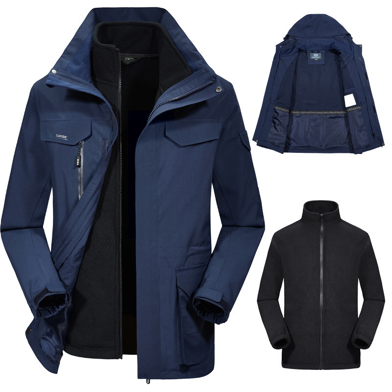 Autumn and Winter Outdoor Men's Fleece Two-Piece Set Loose down Liner Ski Jacket 8586 Casual Versatile
