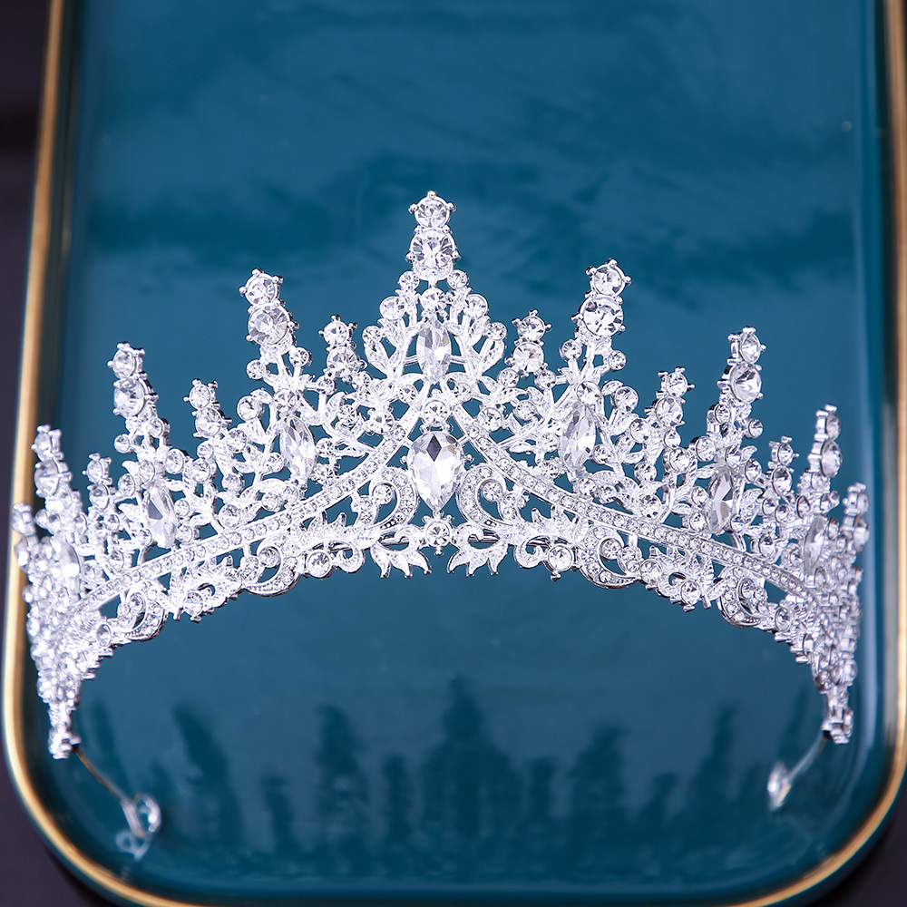 Corona nupcial nuevo estilo europeo tocado aleación rhinestone cristal vestido de novia accesorios Amazon accesorios para el cabello Accesorios