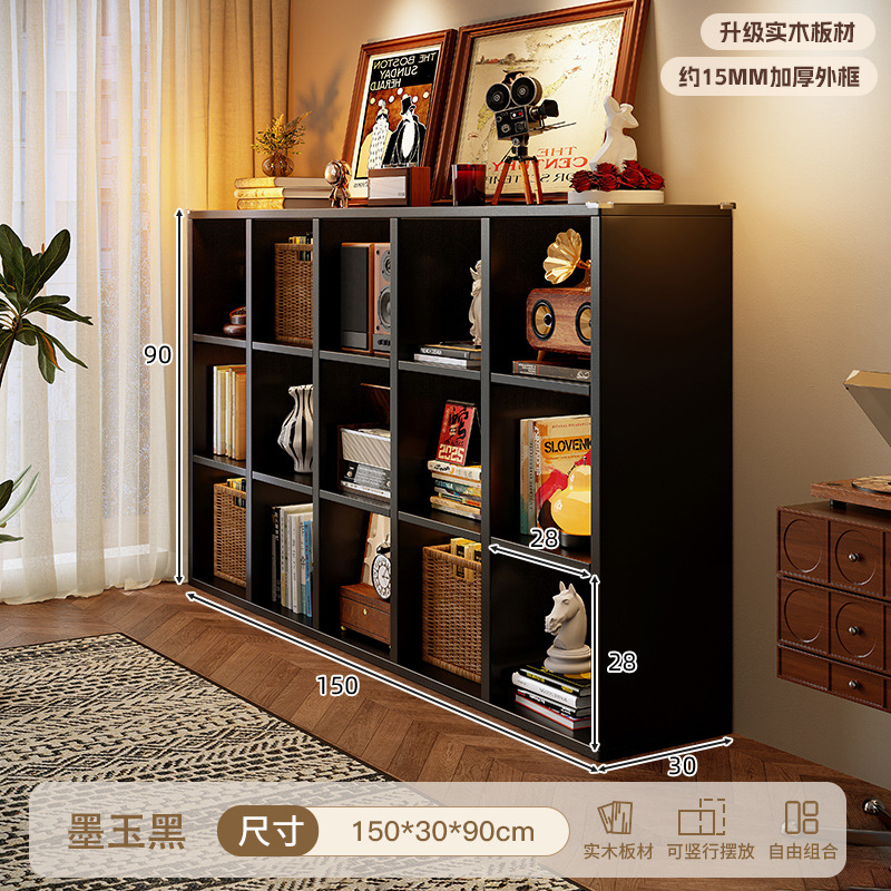 Libreros de madera maciza estilo medieval estantería de sala de estar contra la pared almacenamiento gabinete de exhibición gabinete de almacenamiento negro gabinete bajo gabinete de celosía carlake