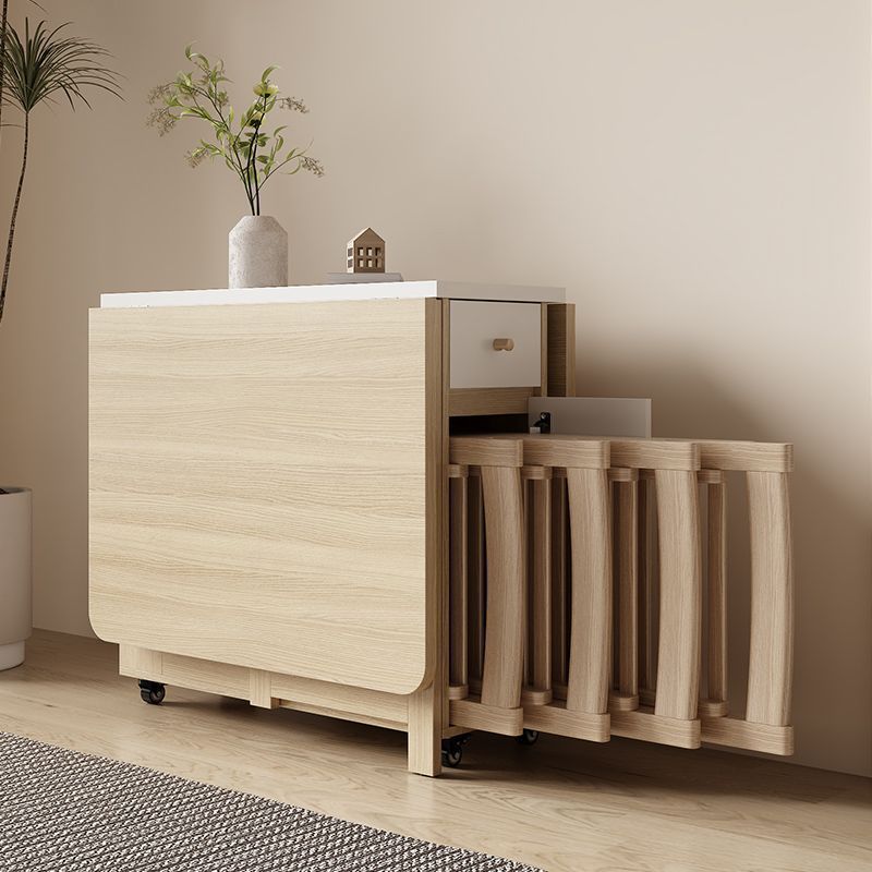 Cream Style Folding Table Household Foldable Mobile Dining Table and Chairs Simple Multi-Functional Table Dining Table and Chair Combination