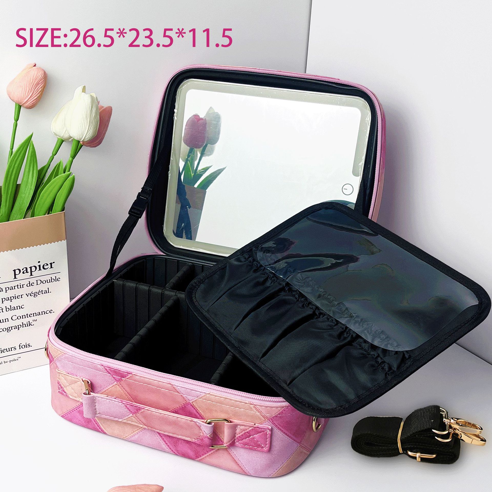 25년 신상 - 패치워크 체크 핑크 [LED 조명]