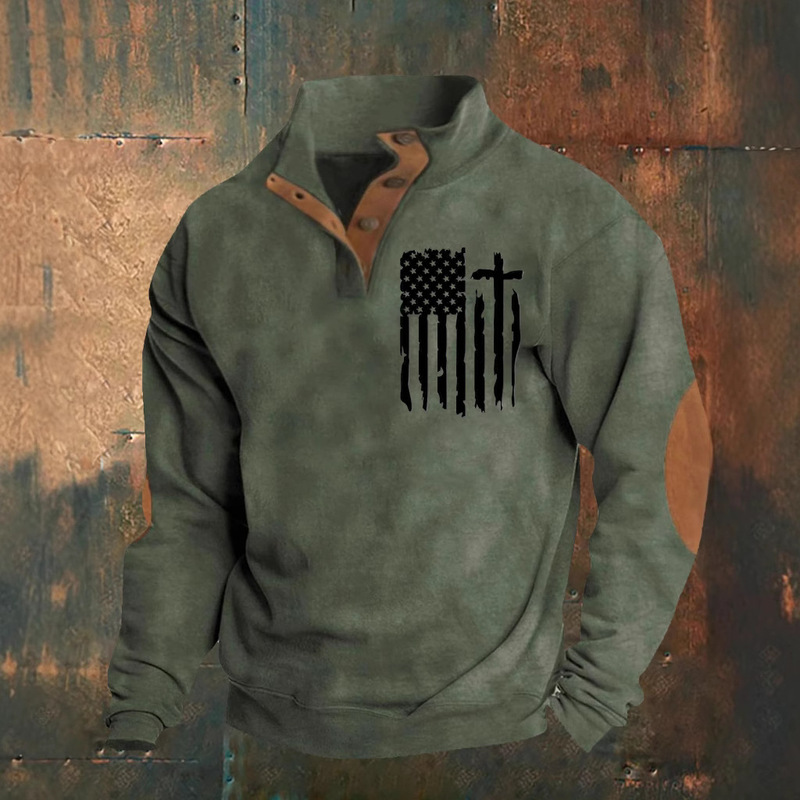 2024 Europe and the United States cross-border Amazon 3D digital printing technology U.S. flag collar button Polo vests