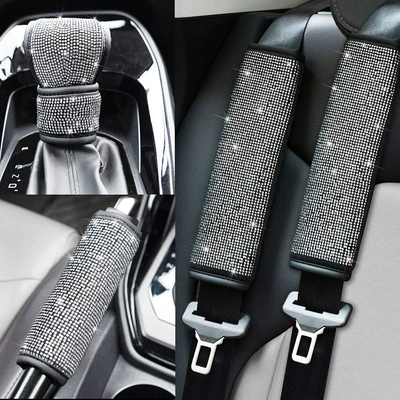 Cross-Border Diamond-Encrusted Car Seat Belt Seat belt shoulder pad - white-hot-drilling-set-2