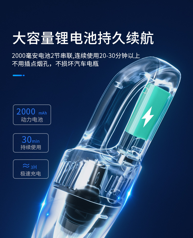 [Customized] Cross-Border Car Vacuum Cleaner, Handheld Car Vacuum Cleaner, Wireless Portable Super Strong Suction Vacuum Cleaner