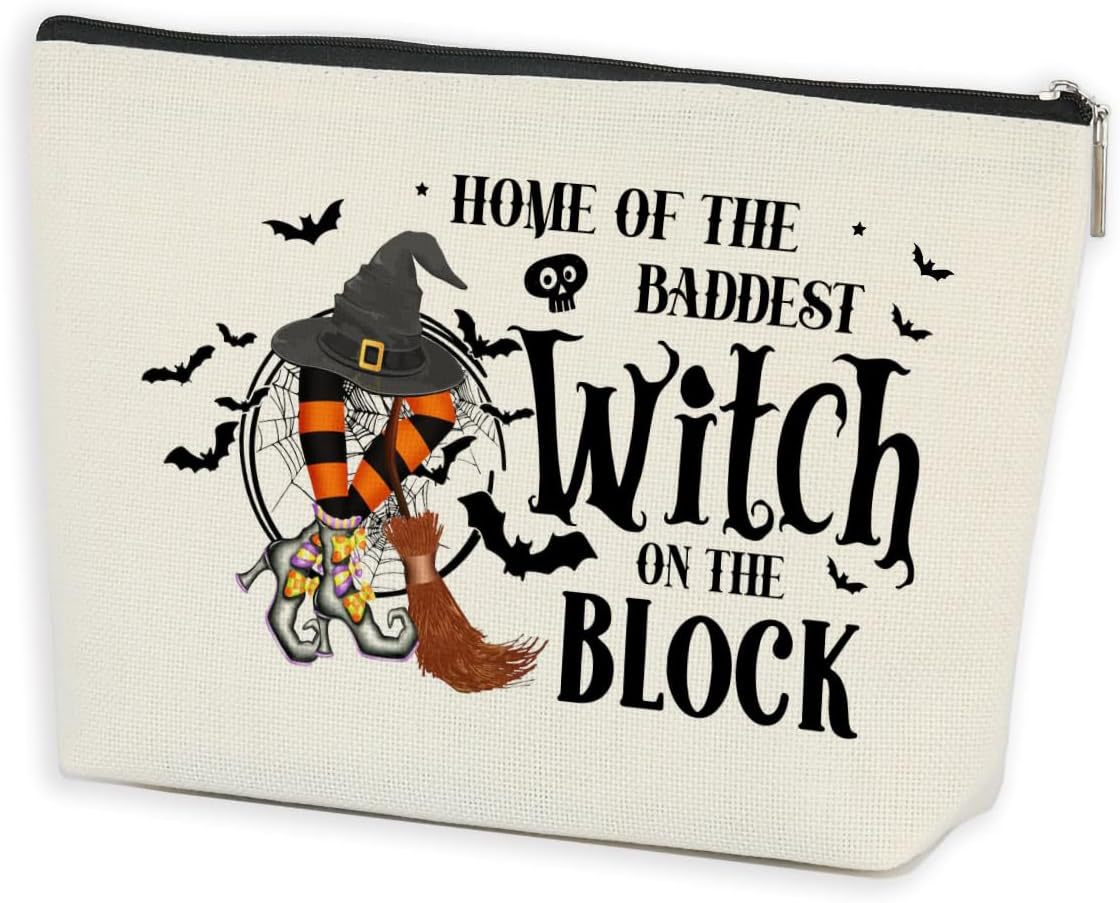 Transfronterizos Amazon Halloween maquillaje letras Halloween brujas maquillaje bolsa bolsa de almacenamiento lino fábrica directa