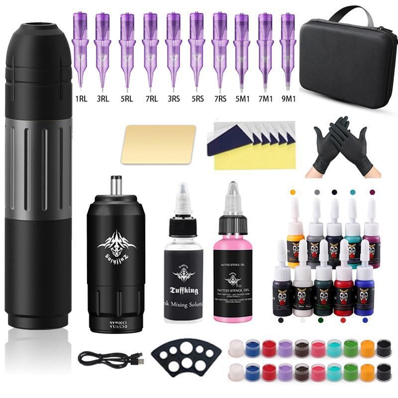 Juego de máquina de tatuaje de batería dual, pluma de tatuaje inalámbrica de alta duración, herramienta de tatuaje, fuente de alimentación de tatuaje portátil, equipo de tatuaje image 17