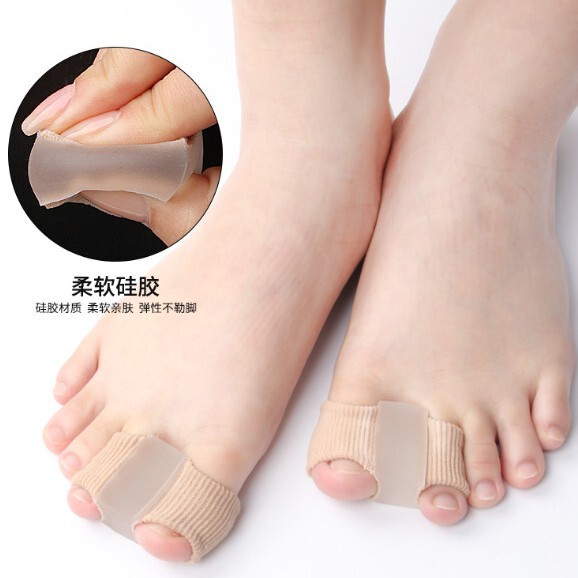 つま先セパレーター、親指外反、大きな足の骨の重なりつま先セパレーター、男性と女性のための繊維二穴セットつま先装具|undefined