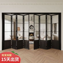 铝合金法式复古折叠门厨房卫生间客厅阳台隔断无地轨折叠玻璃门