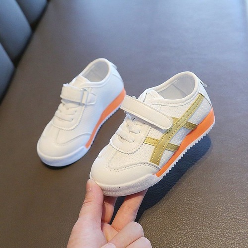 2024 Spring and Autumn Children's New Color Matching Single Shoes Boys' Sports Shoes Casual White Shoes Baby Soft Sole Anti-Slip Shoes