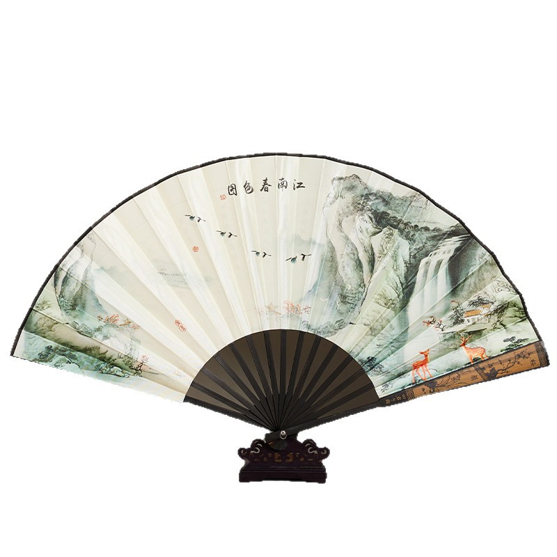 Ventilador plegable antiguo personalizado publicidad de verano ventilador masculino ventilador plegable portátil de tela de seda 8 pulgadas 10 pulgadas en stock image 5