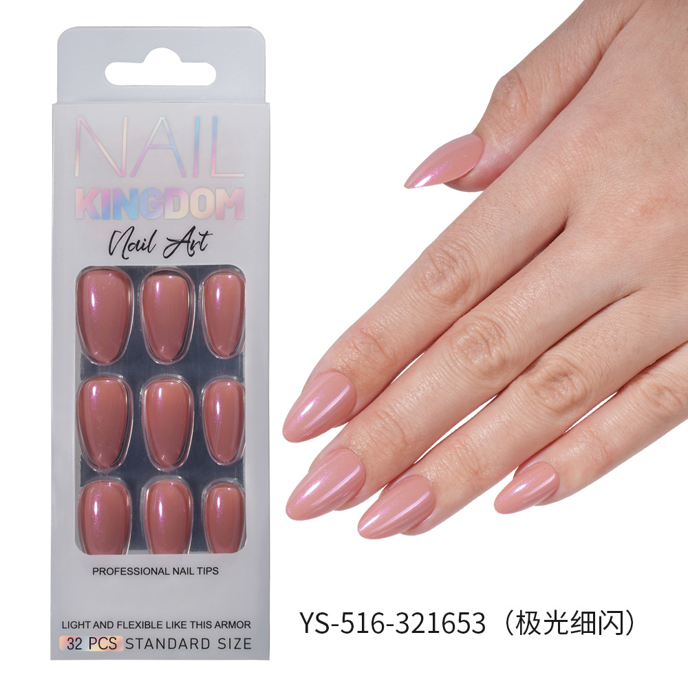 Uñas postizas desmontables estilo europeo y americano, color sólido, aurora, cortas, al por mayor