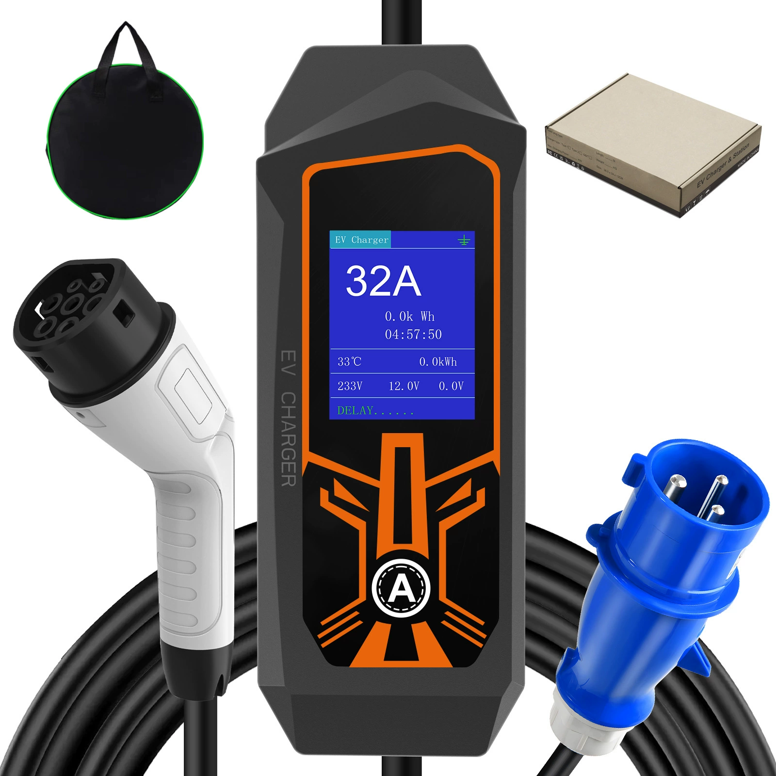 Новая энергия Электрический автомобиль зарядный пистолет 32A 7KW зарядное устройство для домашнего использования портативный автомобиль зарядный пистолет переменного тока зарядный