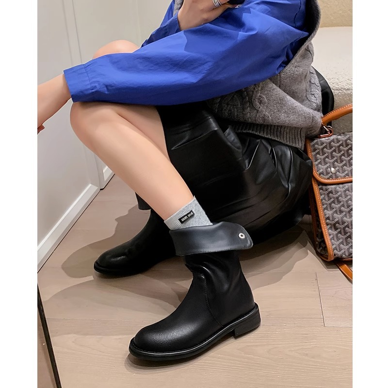 Original design new Europe and the United States can sell two wear mid-calf boots women's short boots low heel knight boots retro western cowboy boots_voghion.com