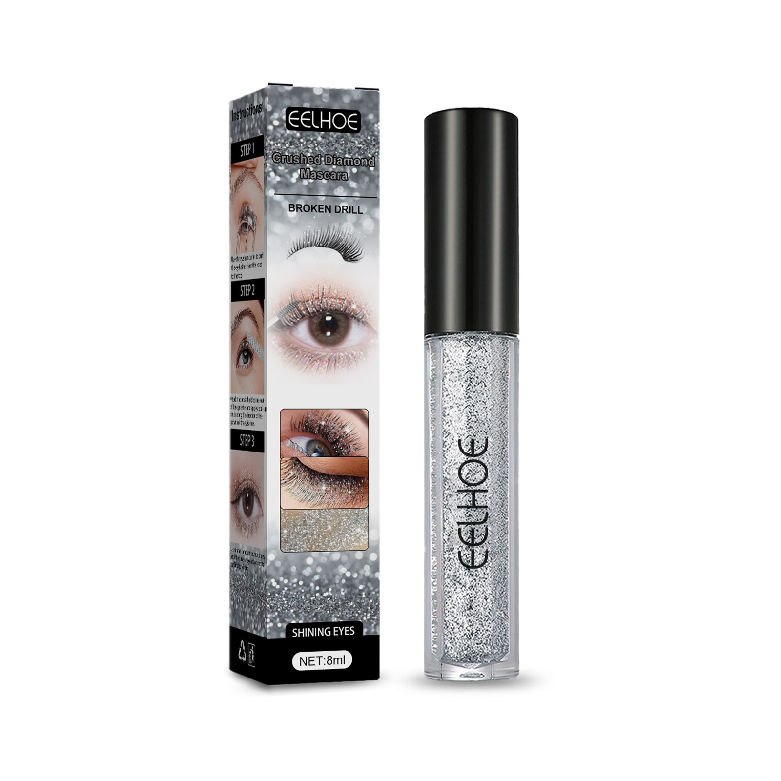 Diamond Fairy Eelhoe Glitter Impermeabile Allungato Non tintura vertiginosa Ricci Slim occhio nero_voghion.com