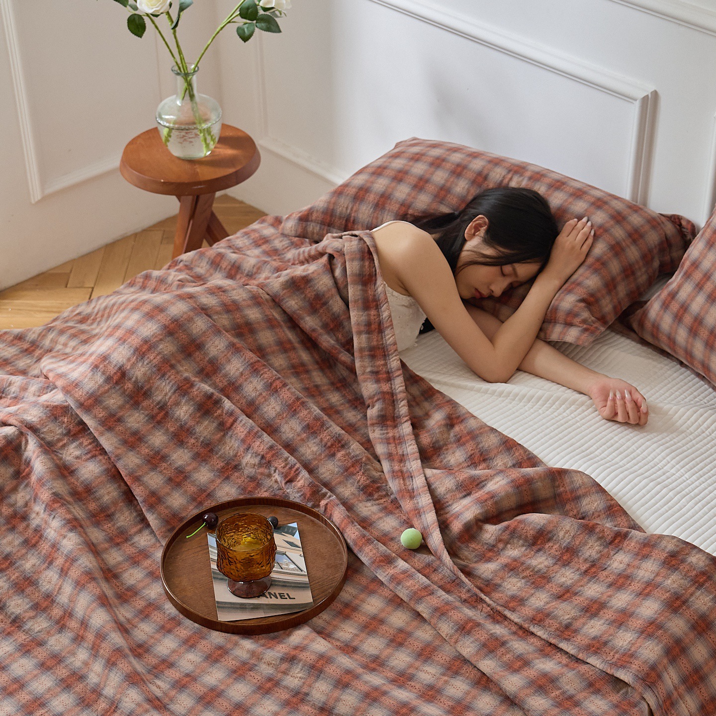 Vintage Three-layer Gauze Blanket Three-piece Set Pure Cotton_voghion.com