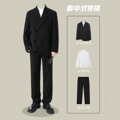 新中国式中山服立襟婚約新郎スーツ男性結婚結婚式感国風スーツコート
