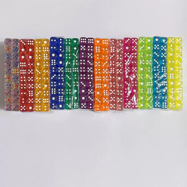 Multi Color 12mm Transparent Dice Crystal Dice Color 12 Dice for Mahjong Machine Dice Color