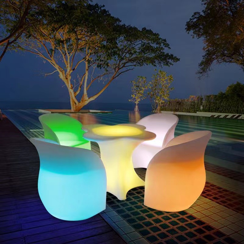 Led Light-Emitting Table and Chair Set for Bar, Ktv, Coffee Table, Plum Blossom Table, Outdoor Balcony, Courtyard Leisure Sofa, Multicolored