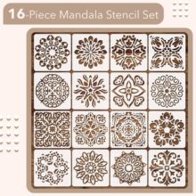 亚马逊跨境16件Mandala曼陀罗镂空模板手账pet水洗喷绘镂空设计