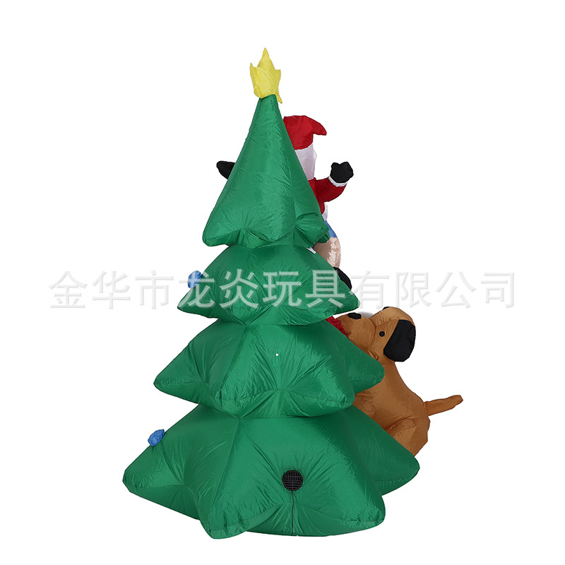 Árbol de Navidad inflable luminoso modelo inflable perro tirando pantalones modelo inflable 1,8 m perro persiguiendo a Santa Claus árbol de escalada