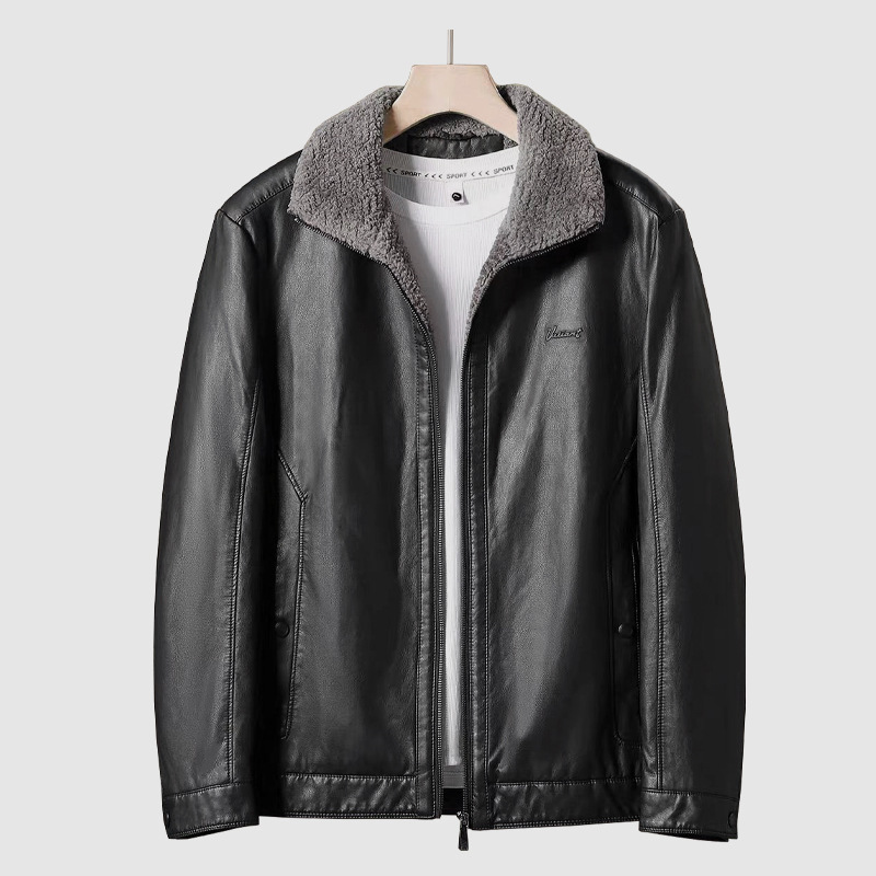 Brand Cut Label Men's New Men's Autumn and Winter Lapel Plush Lining Warm Casual Jacket J4Y176