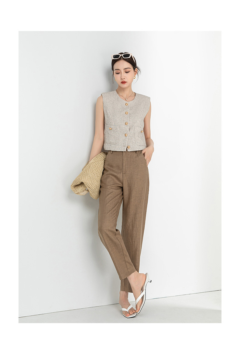 Quần harem nữ ống rộng vải lanh Tencel mỏng mùa hè, tôn dáng, chín tấc — Hoa Anh Đào chi tiết 23