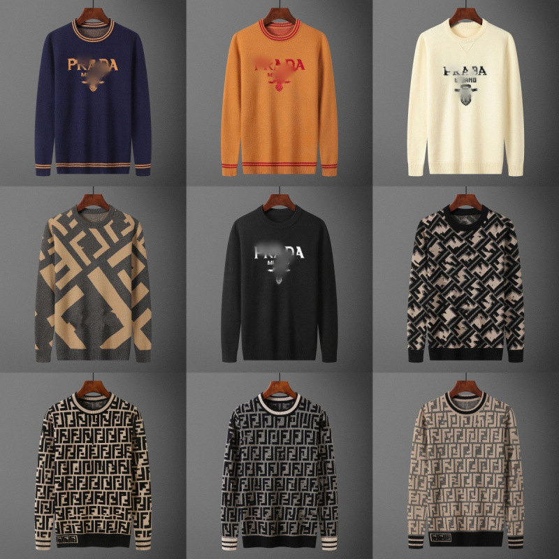 High-quality 26 correct label new round-neck sweater, European knitted wool sweater, long-sleeved men's foreign trade supply for autumn and winter