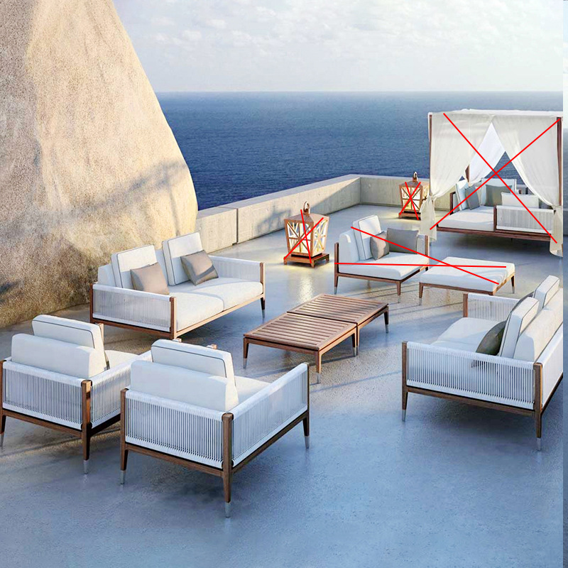 silla de teca al aire libre sofá patio balcón jardín de alojamiento de caña ocio combinación de cordón impermeable muebles al aire libre