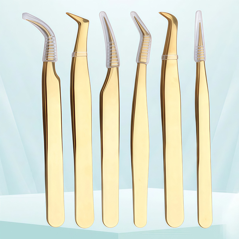 False Eyelash Tweezers, Colorful Eyelash Extension Tweezers, Beauty Eyelash Tweezers, Seven-Shaped Gold Feather Tweezers, Eyelash Curler, Beauty Tools