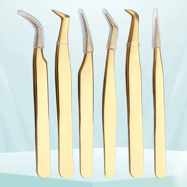 False Eyelash Tweezers, Colorful Eyelash Extension Tweezers, Beauty Eyelash Tweezers, Seven-Shaped Gold Feather Tweezers, Eyelash Curler, Beauty Tools
