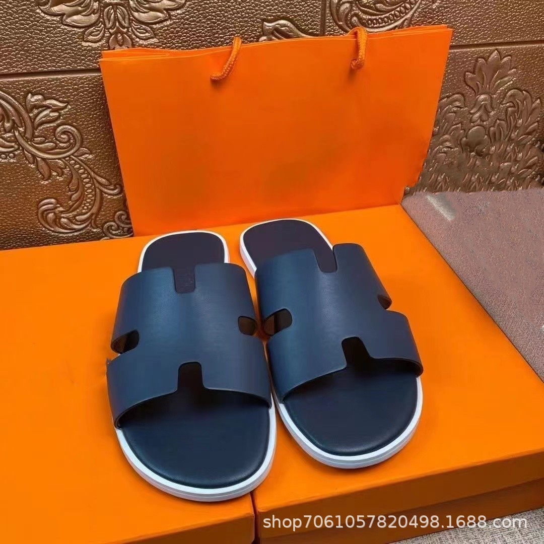 European 2025 New Summer Lightweight One-Layer Genuine Leather Cowhide Slippers for Men, Summer Trendy Luxury Hot Item