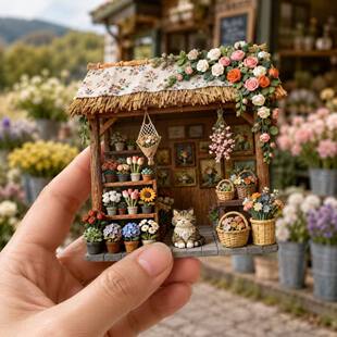 Pastoral flower shop creative resin three-dimensional relief magnetic refrigerator magnet refrigerator decoration small gift for friends