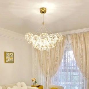 Cream Gypsophila Nordic Light Luxury Glass Pendant Bubble Ball Bedroom Magic Bean Lamp Modern Simple Internet Celebrity Living Room Chandelier