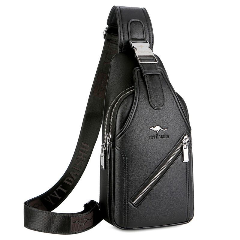 Men's Crossbody Bag 2025 New Style Genuine Soft Leather Chest Bag Men's Bag Fashionable Shoulder Bag Men's Casual Travel Shoulder Bag