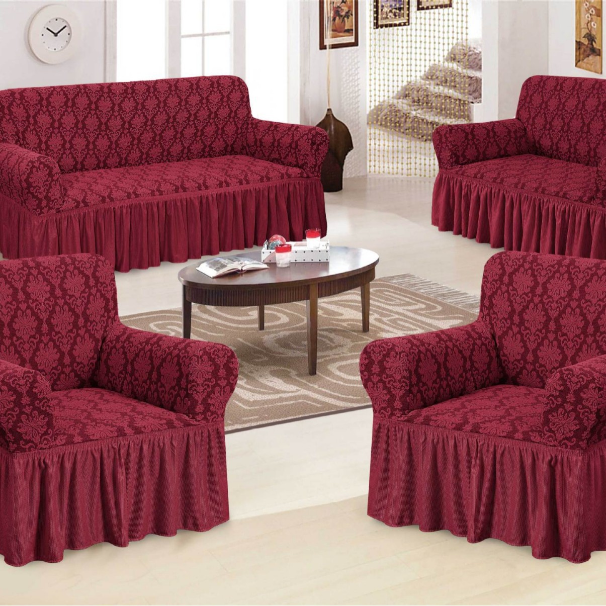 Housse de canapé élastique minimaliste style romantique français_voghion.com