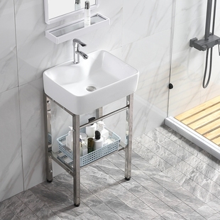 2I Small-Sized Floor-Standing Ceramic Washbasin Bathroom Sink Outdoor Bracket Balcony Column Basin Integrated Table