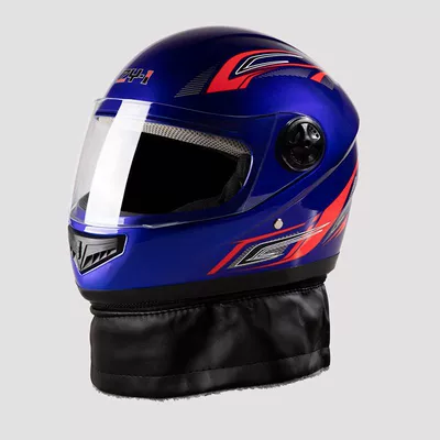 Safe Full-Face Helmet, Motosiklet kaskı (dəbilqə) - full-face-helmet-blue-removable-scarf-one-size-fits-all