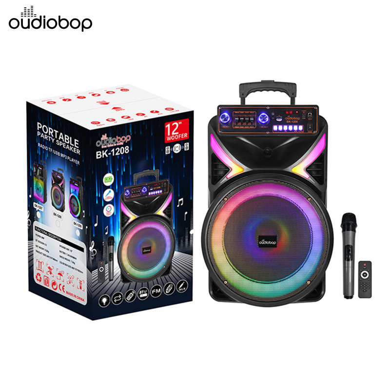 12 pulgadas caja de baile cuadrada al aire libre luz de color pulsador inalámbrico Bluetooth sonido k canción explosivo subwoofer