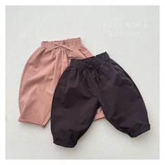春秋新款女童洋氣九分褲棉質休閒褲女寶寶幼兒園寬鬆大pp蘿蔔褲