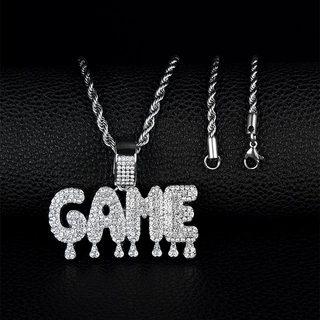 新款嘻哈吊坠个性满钻GAME字母创意水滴嘻哈饰品男厂家直销