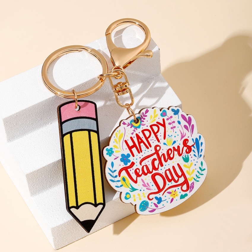 Unisex Gender Modern Style Style Modern Style Book Pencil Wood Teachers' Day Unisex Keychain