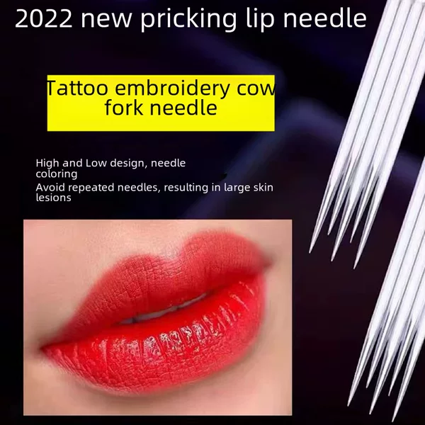 Tattoo embroidery cow fork needle three-fork needle fishtail needle fork needle half throw tattoo embroidery machine special point Thorn lip fog eyebrow fog needle