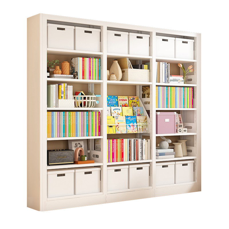Estante de biblioteca de acero de la sala de estar estante de piso doméstico estante de libros pintados para niños estante de almacenamiento multicapa contra la pared