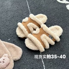【GGCC】假毛错标章若楠同款路易暖茶2025秋季新款厚底勃肯半拖鞋