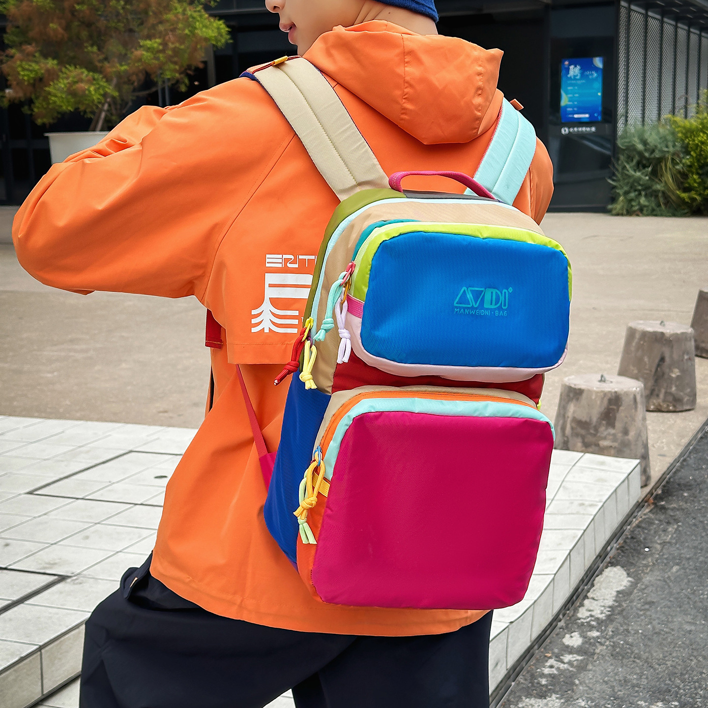 Otoño deportivo al aire libre montaña dopamina de gran capacidad mochila con cremallera intercalada multibolsillo 2025 nuevo